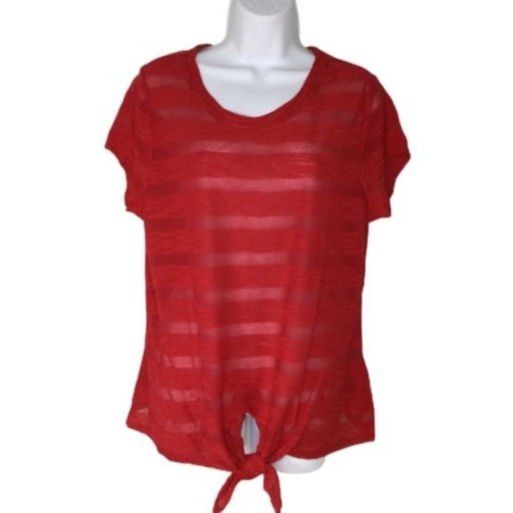 INC Tie Front Semi-Sheer Striped Top NWT Sz L